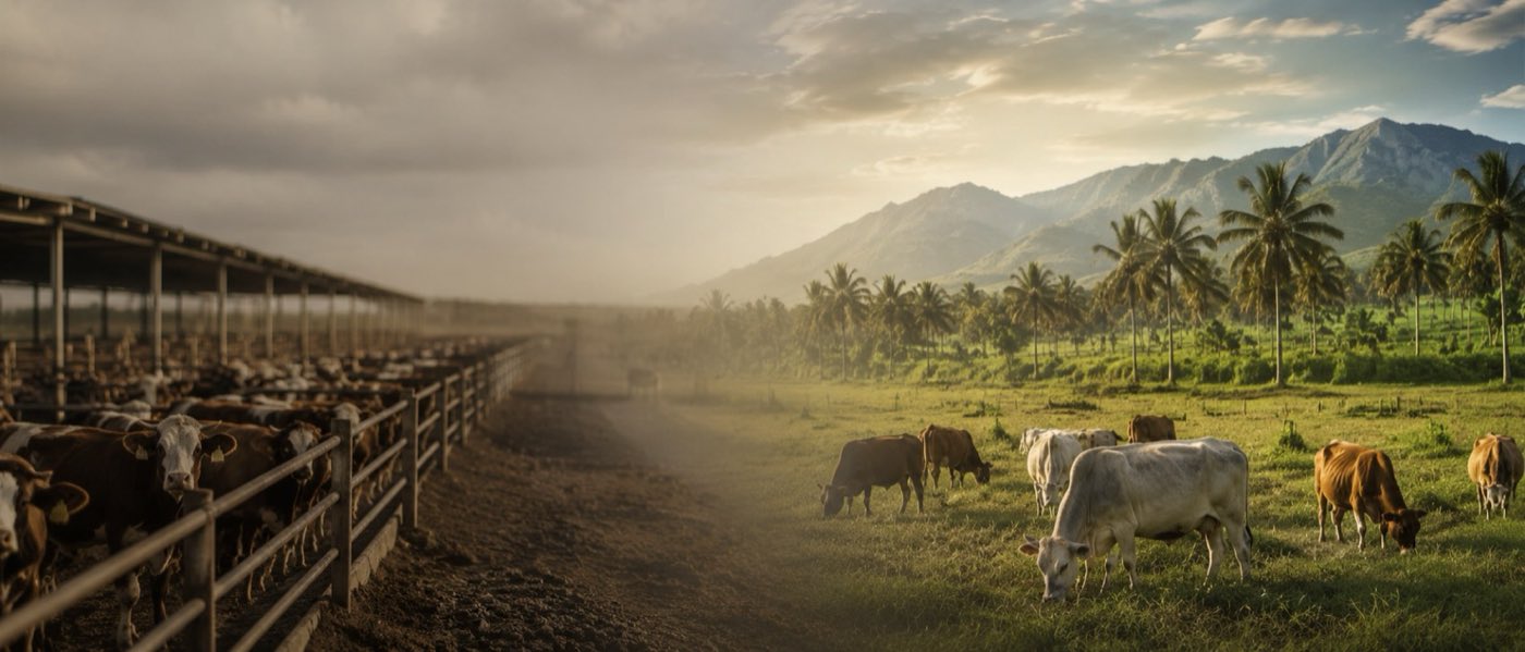 Free-roaming cattle versus confined feeding