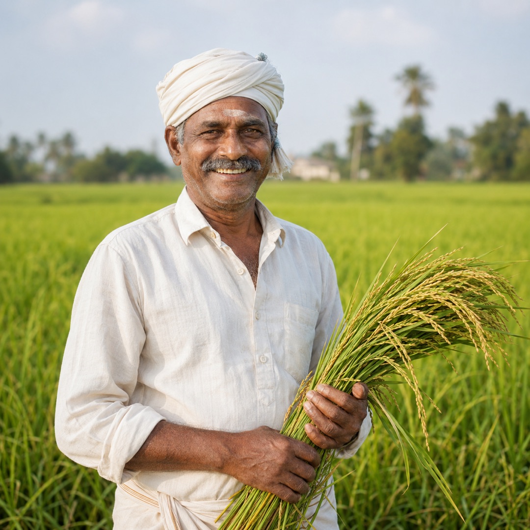 Farmer tending the field